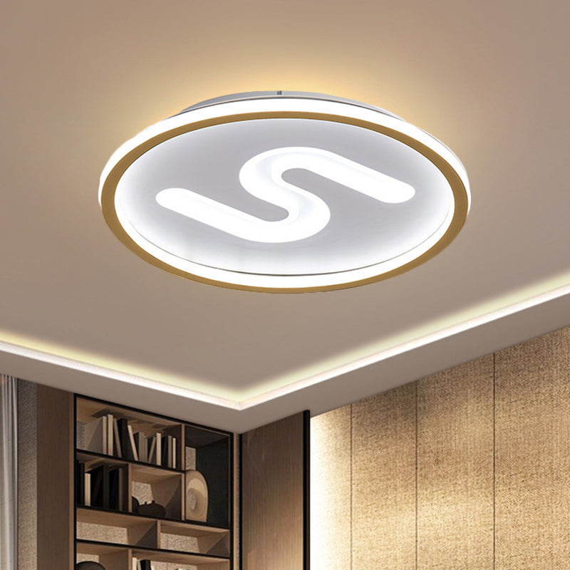 Round Flush Mount Light Modern Clear Glass 9 Lights Black/Gold Flushmount Lighting in Warm/White Light, 16"/19.5" W