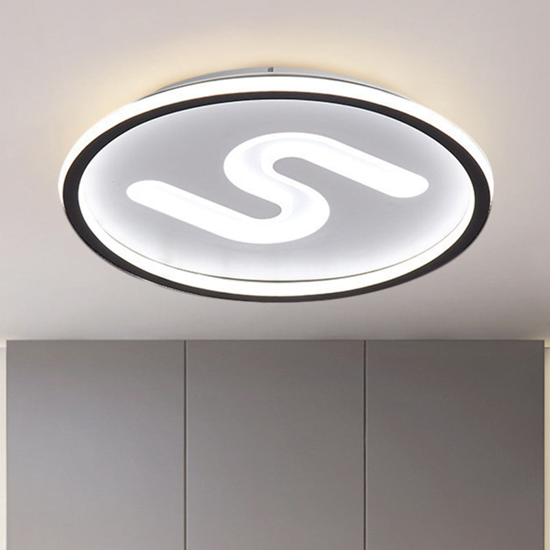 Round Flush Mount Light Modern Clear Glass 9 Lights Black/Gold Flushmount Lighting in Warm/White Light, 16"/19.5" W