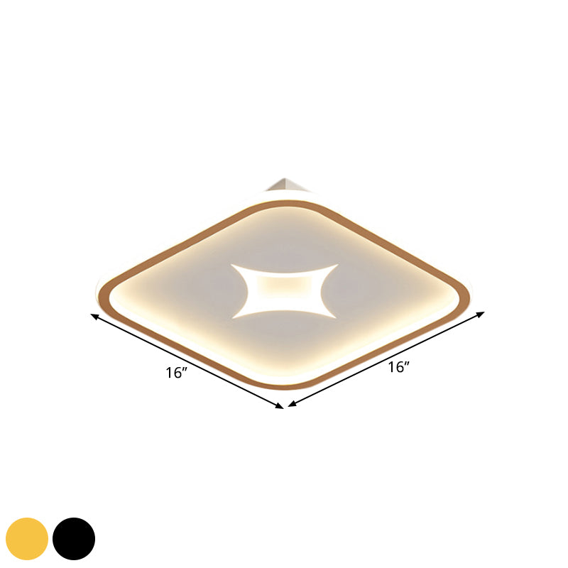 Round/Rectangle Flush Mount Modernist Metallic Black/Gold LED Flush Ceiling Light in White Light, 16"/19.5"/37.5" W