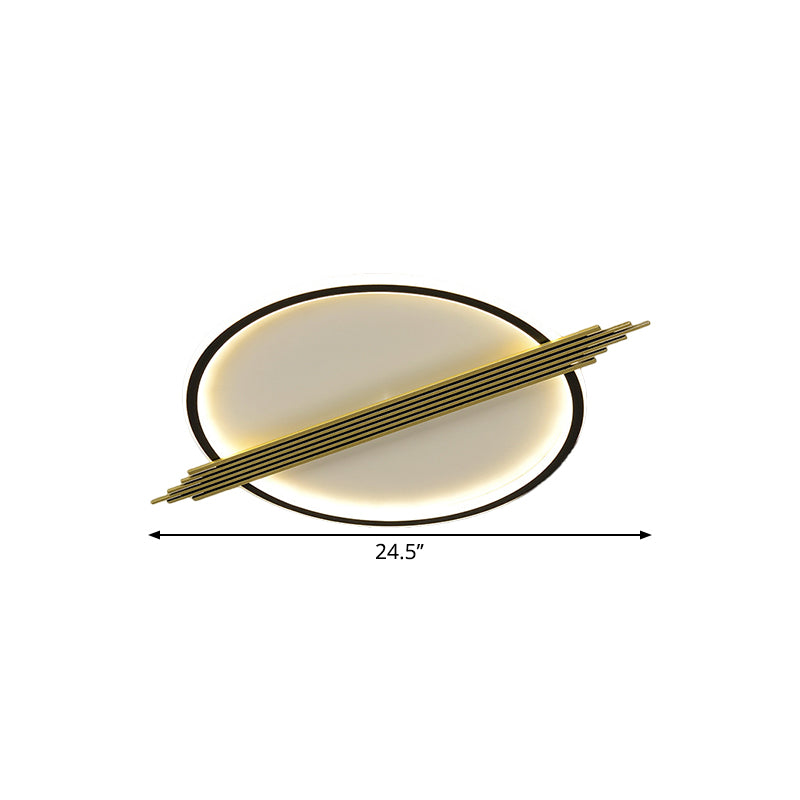 Modern LED Flushmount Lighting Gold-Black Circle Ceiling Mounted Fixture with Acrylic Shade in Warm/White Light, 24.5"/28.5" W