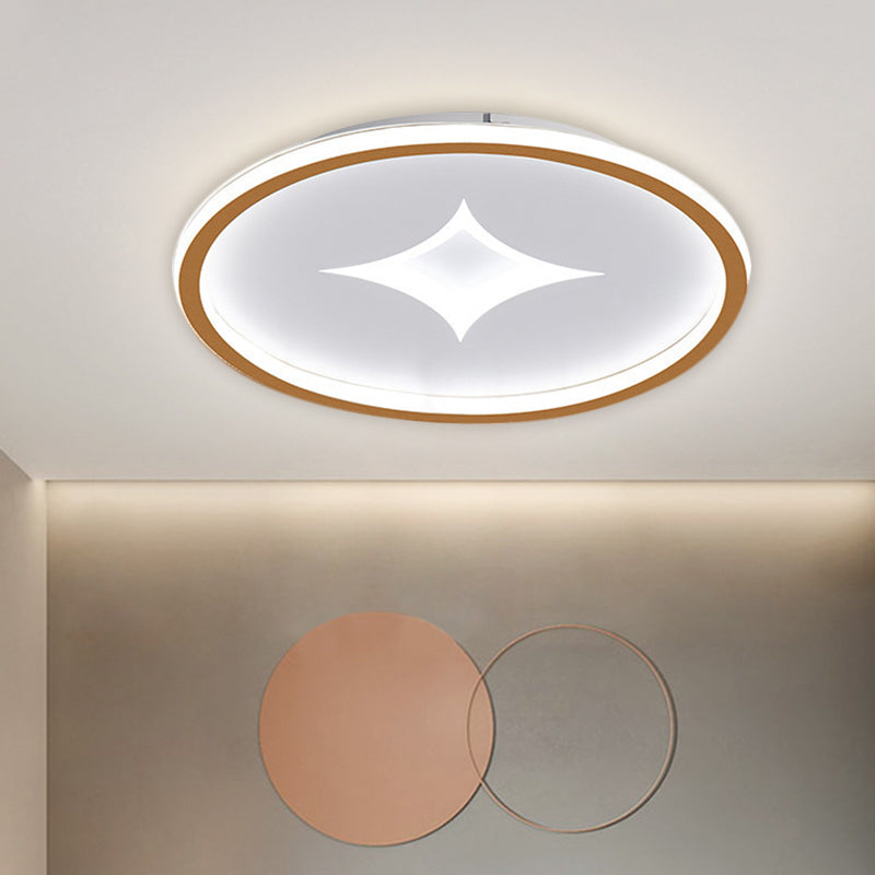16"/19.5" W Ultra Slim Bedroom Flush Mount Metal LED Contemporary Ceiling Light Fixture in Black/Gold, Warm/White Light