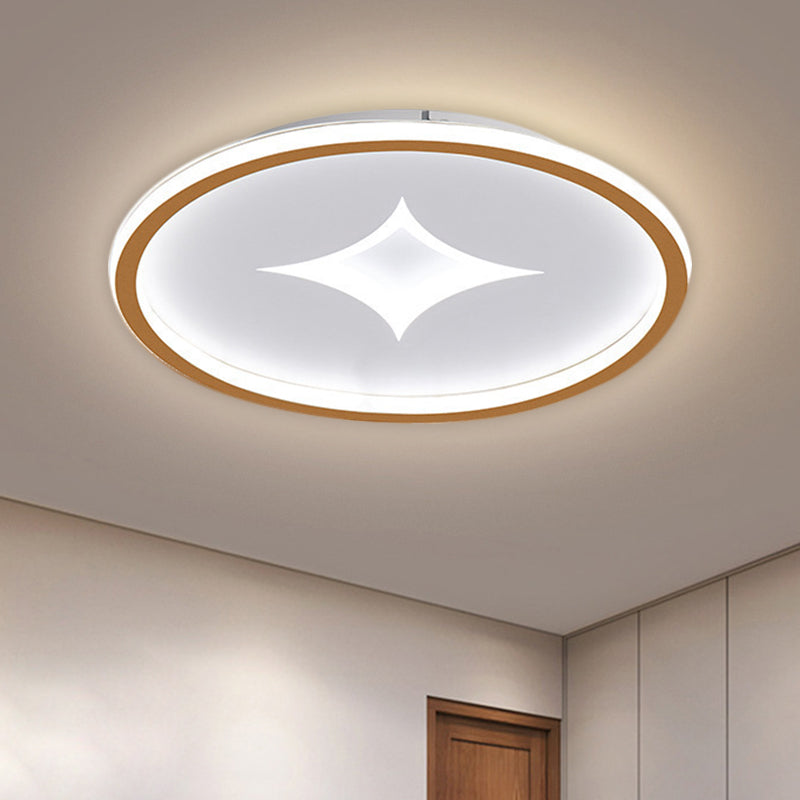 16"/19.5" W Ultra Slim Bedroom Flush Mount Metal LED Contemporary Ceiling Light Fixture in Black/Gold, Warm/White Light