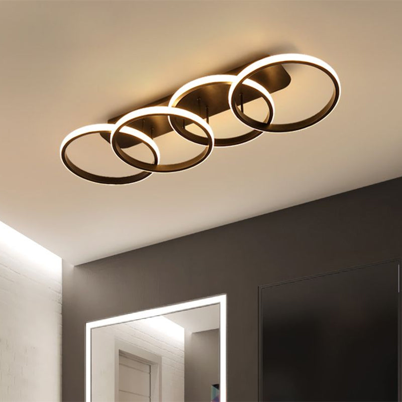 Black Rings Semi Flush Light Nordic LED Metallic Flush Mount Lighting for Living Room (The customization will be 7 days)