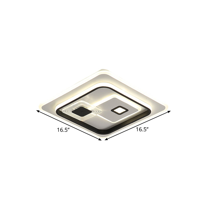 LED Parlor Flush Mount Lamp Minimalism Black Ceiling Flush with Rectangle Metal Shade in Warm/White Light, 16.5"/20.5"/35.5" W