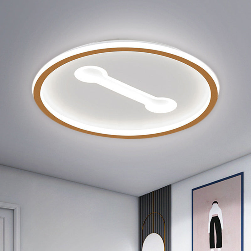 Ultra-Thin Round Metallic Flush Light Nordic Black/Gold LED Flush Mount Fixture in Warm/White Light, 16"/19.5" Dia