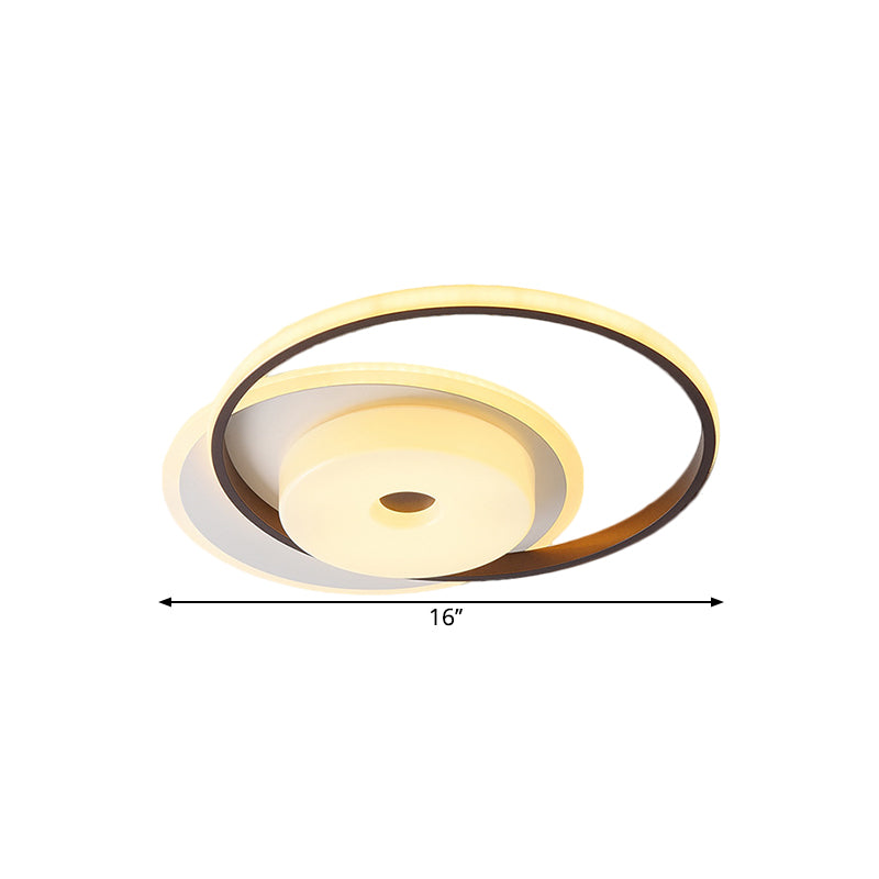 Metallic Circular Flush Mount Nordic LED White Ceiling Mounted Fixture in Warm/White Light, 16"/19.5" Wide