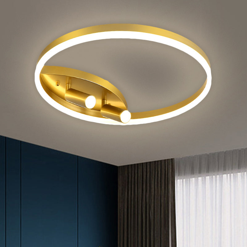 16"/19.5" W Metal Round Ceiling Flush Contemporary LED Gold Flush Mount Spotlight in Warm/White Light for Bedroom
