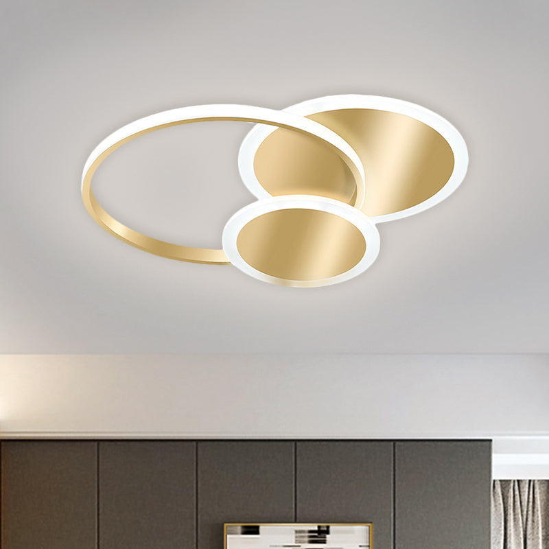 16.5"/20.5" W Round Ceiling Flush Modernist Metallic LED Gold Flush Mount Lamp in Warm/White Light