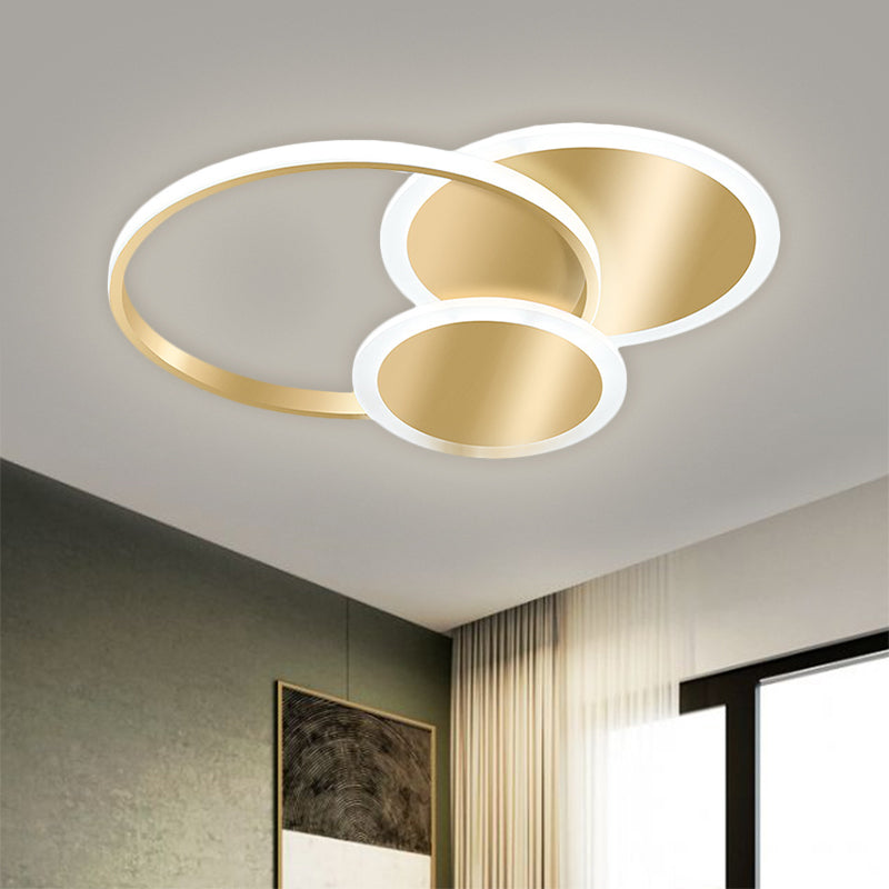 16.5"/20.5" W Round Ceiling Flush Modernist Metallic LED Gold Flush Mount Lamp in Warm/White Light