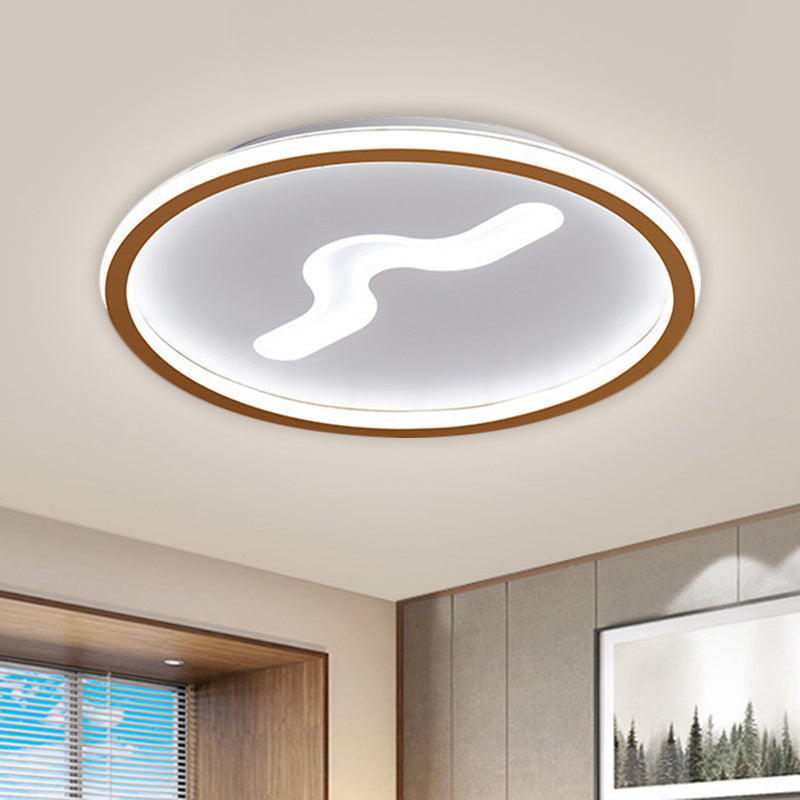 Modern LED 16"/19.5" W Flush Light with Metallic Shade Black/Gold Super Thin Ceiling Light Fixture in Warm/White Light