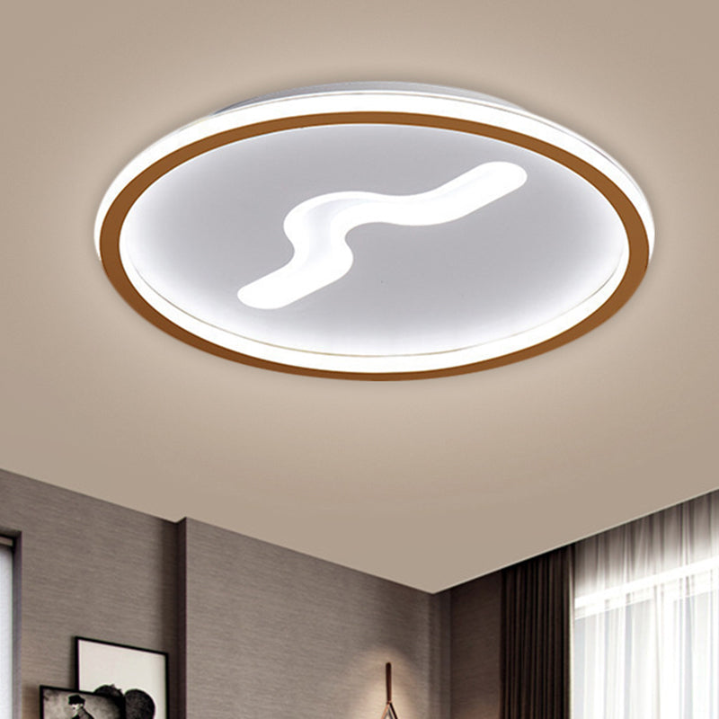 Modern LED 16"/19.5" W Flush Light with Metallic Shade Black/Gold Super Thin Ceiling Light Fixture in Warm/White Light