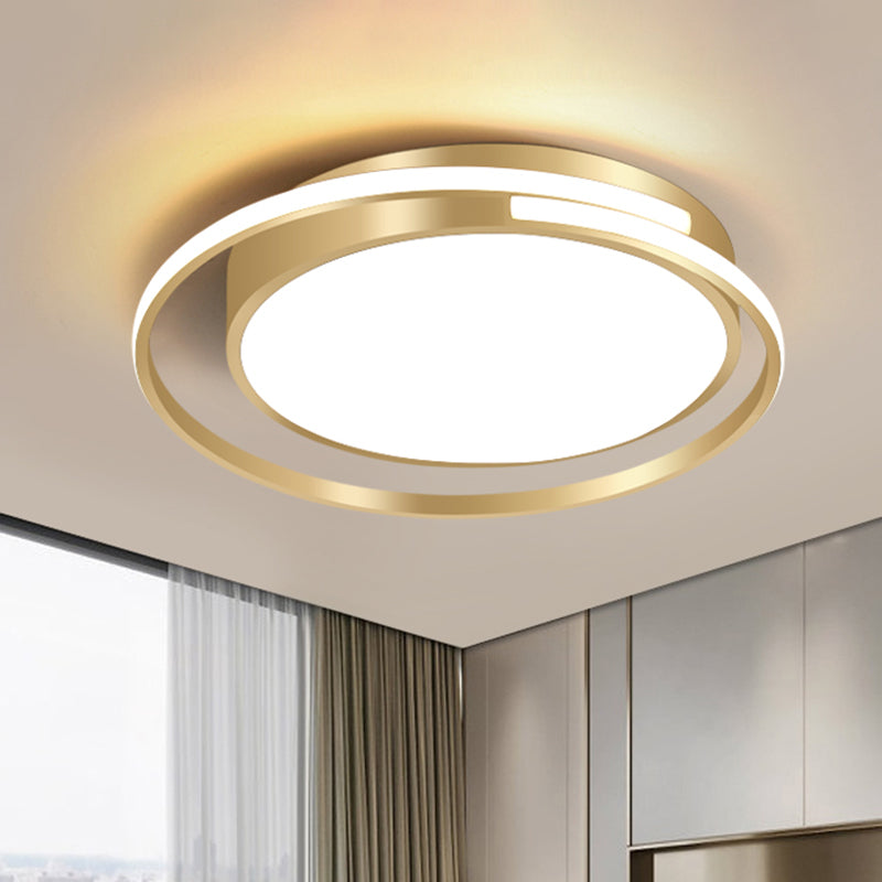 Metal Drum Flush Mount Lamp Contemporary LED Flush Ceiling Light in Gold for Bedroom, 16.5"/20.5"/25.5" W (The customization will be 7 days)