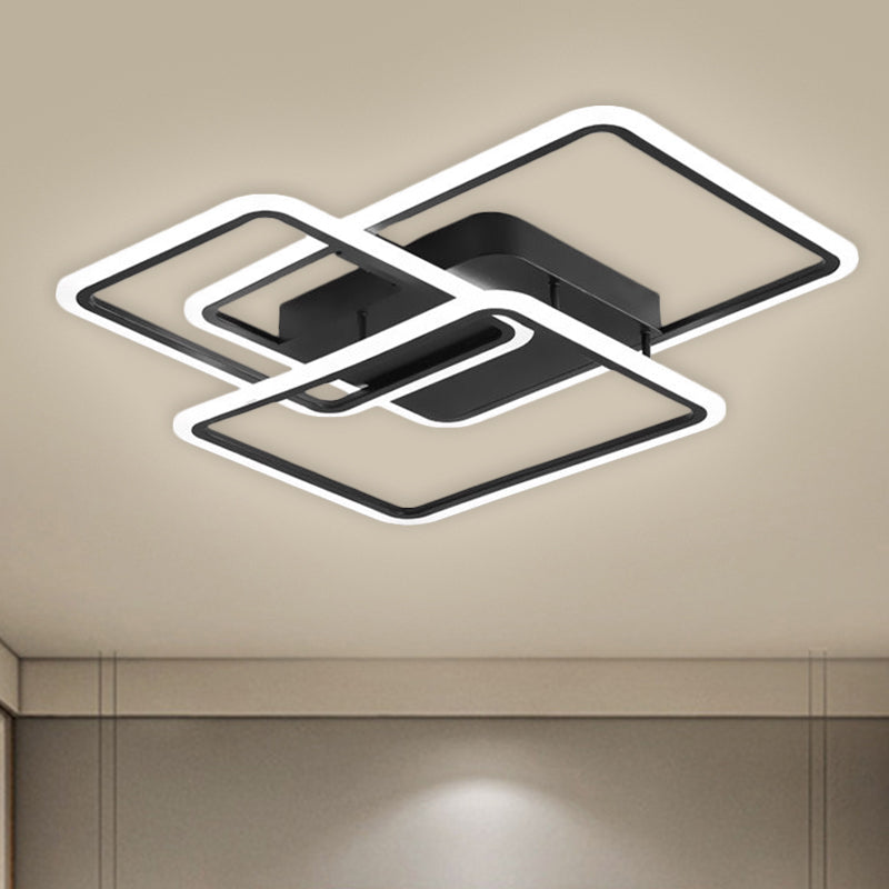 Rectangle and Square Bedroom Flush Mount Metallic LED Modernism Flushmount Lighting in Black (The customization will be 7 days)