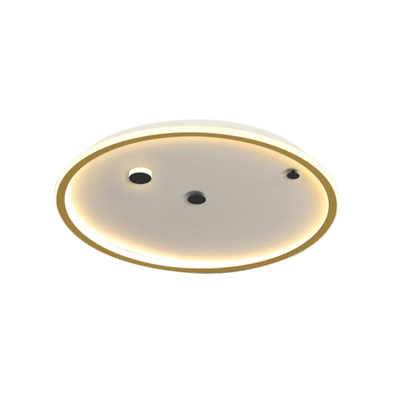 16"/19.5" W Simple LED Flushmount Black/Gold Round Ceiling Lamp Fixture with Acrylic Shade in Warm/White Light