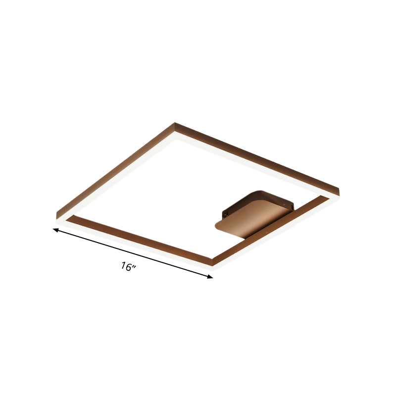Modern Rectangular Acrylic Semi Flush Light LED 1/2/3 Lights Brown Ceiling Mounted Fixture in Warm/White/Natural Light, 16"/23"/29" Wide
