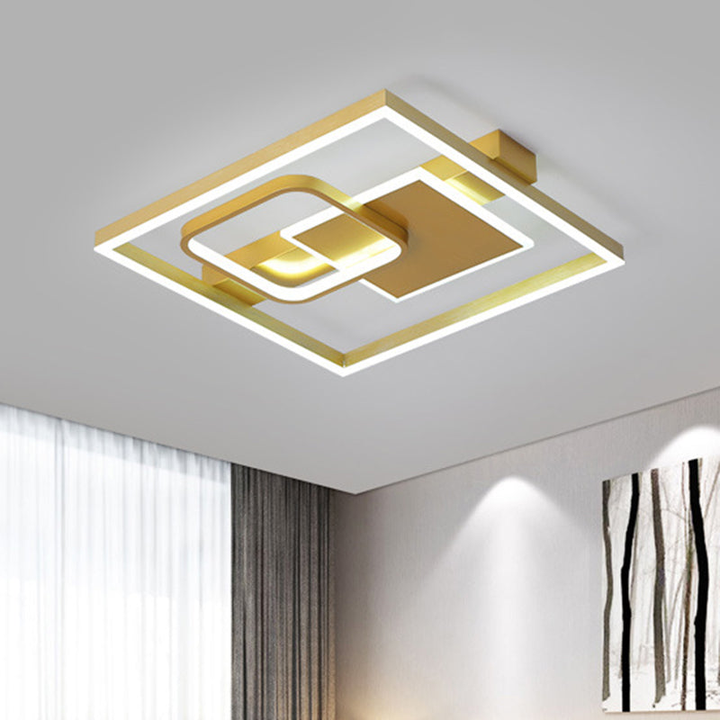 16"/19.5" W Circular Metal Flush Mount Simple LED Gold Close to Ceiling Lighting Fixture in Warm/White Light