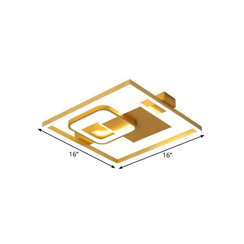 16"/19.5" W Circular Metal Flush Mount Simple LED Gold Close to Ceiling Lighting Fixture in Warm/White Light