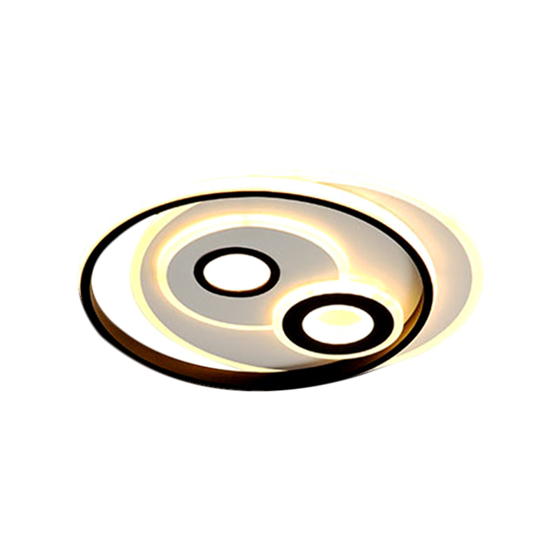 Modernist LED Flush Mount Fixture Black Circular Ceiling Lamp with Metal Shade in Warm/White Light, 16.5"/20.5" W