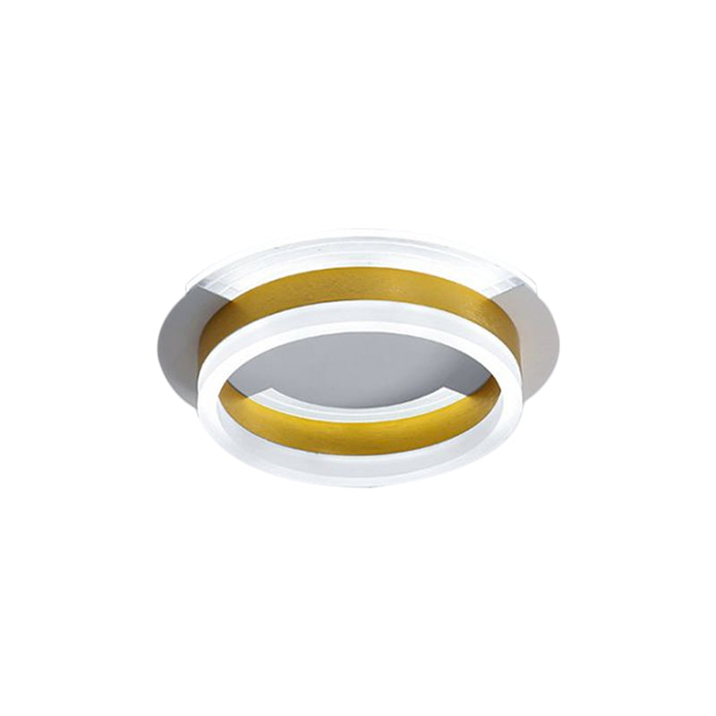 Circular Corridor Ceiling Fixture Metallic LED Contemporary Flushmount Lighting in Gold, Warm/White Light