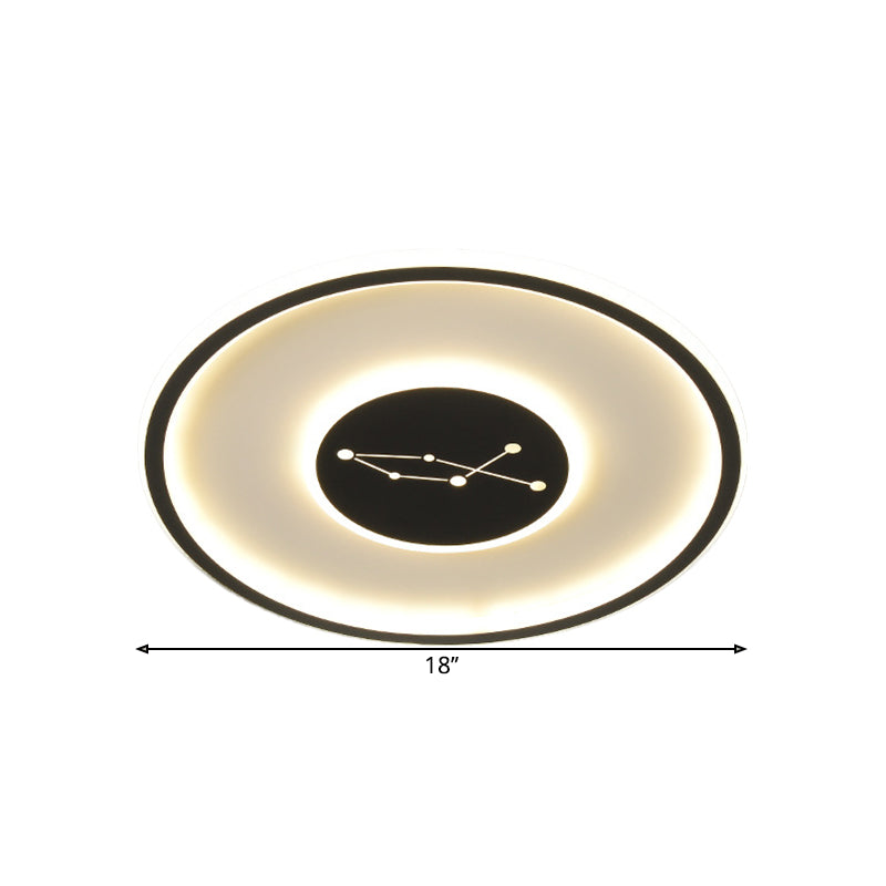 Circular Ceiling Lamp Fixture Simple Acrylic Sleeping Room LED Flush Mount Lamp in Black, Warm/White/3 Color Light