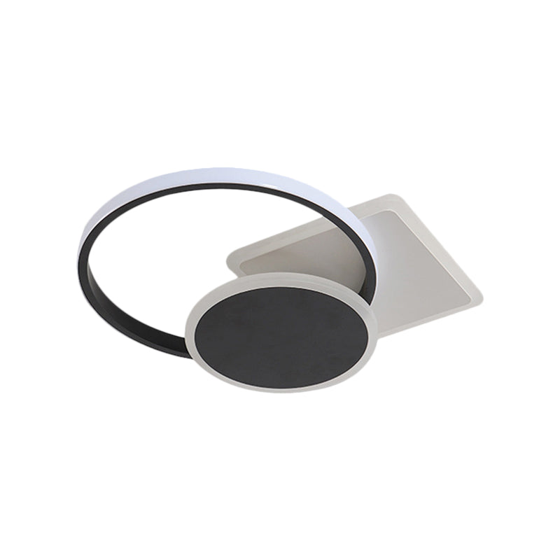 Acrylic Circular and Square Flush Mount Simple Style LED Black Ceiling Lamp in Warm/White Light, 16.5"/20.5" Width