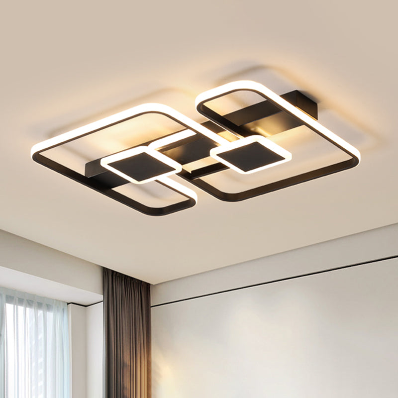 Illuminazione geometrica Flushmount Nordic Metal LED Camera da letto Flush Mount in nero, 16.5 "/20.5 "/24.5" W (La personalizzazione sarà di 7 giorni)