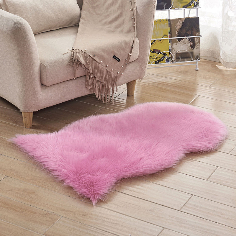 Novelty Plain Rug Blue and Pink Shag Rug Machine Washable Non-Slip Area Rug for Bedroom