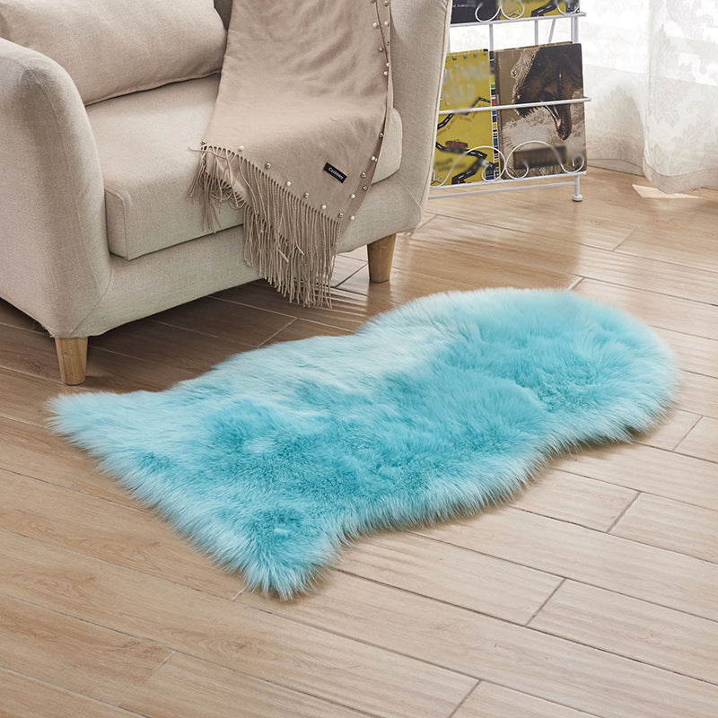 Novelty Plain Rug Blue and Pink Shag Rug Machine Washable Non-Slip Area Rug for Bedroom