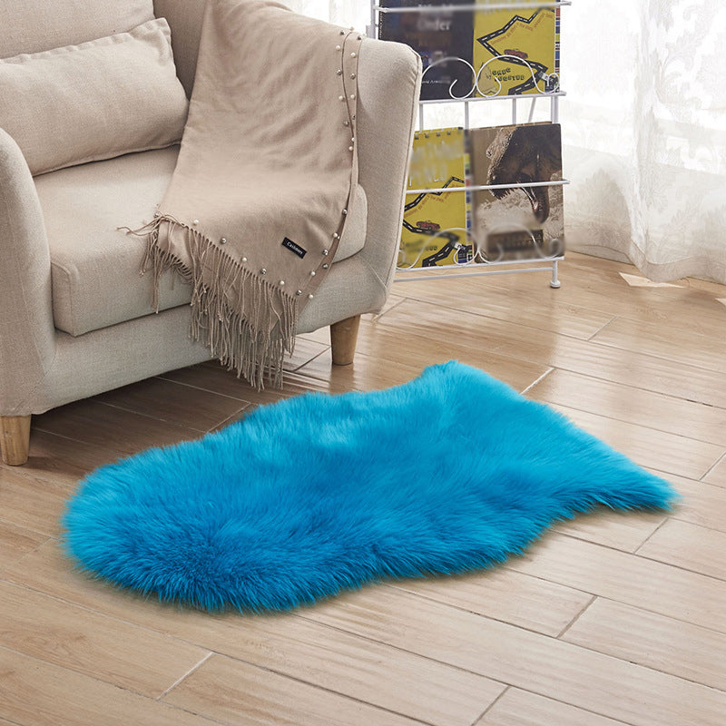 Novelty Plain Rug Blue and Pink Shag Rug Machine Washable Non-Slip Area Rug for Bedroom