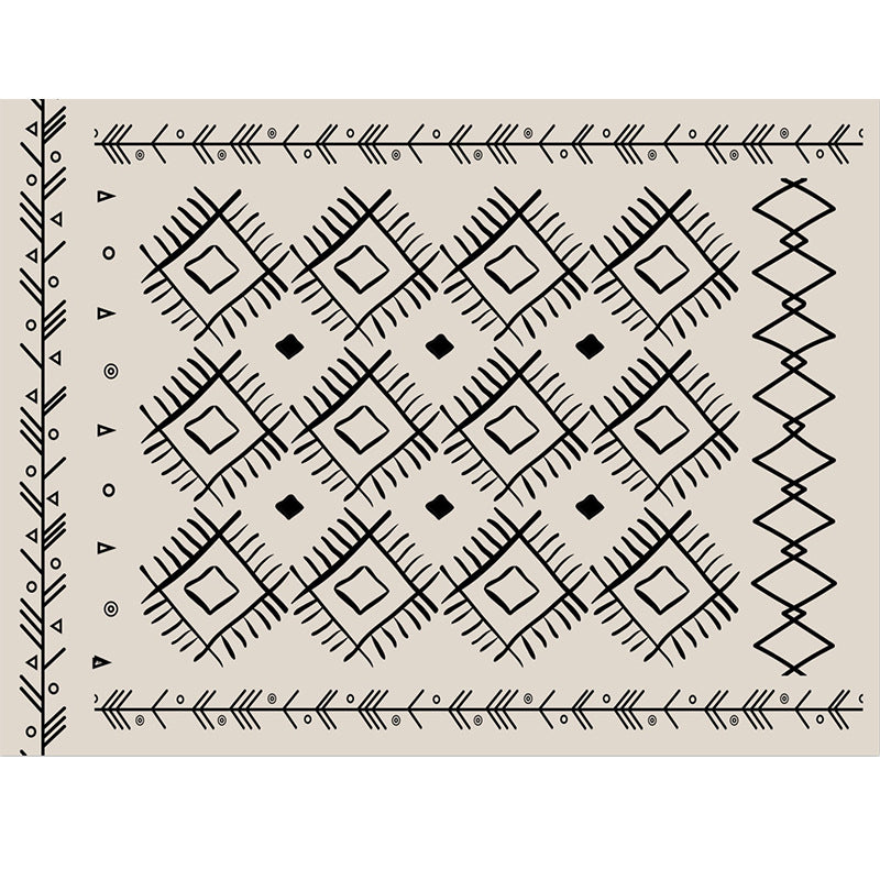 Classic Southwestern Pattern Rug White Tribal Rug Polyester Washable Anti-Slip Backing Area Rug for Living Room