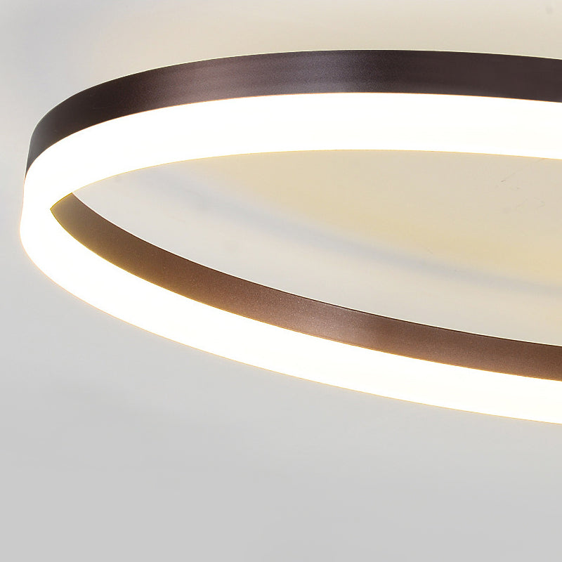 31.5"/35.5" Wide 3-Ring Acrylic Ceiling Light Fixture Modern LED Brown Semi Flush Mount Lamp in Warm/White/Natural Light