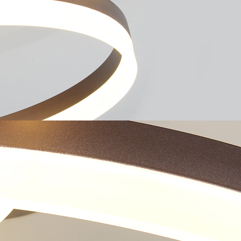 31.5"/35.5" Wide 3-Ring Acrylic Ceiling Light Fixture Modern LED Brown Semi Flush Mount Lamp in Warm/White/Natural Light
