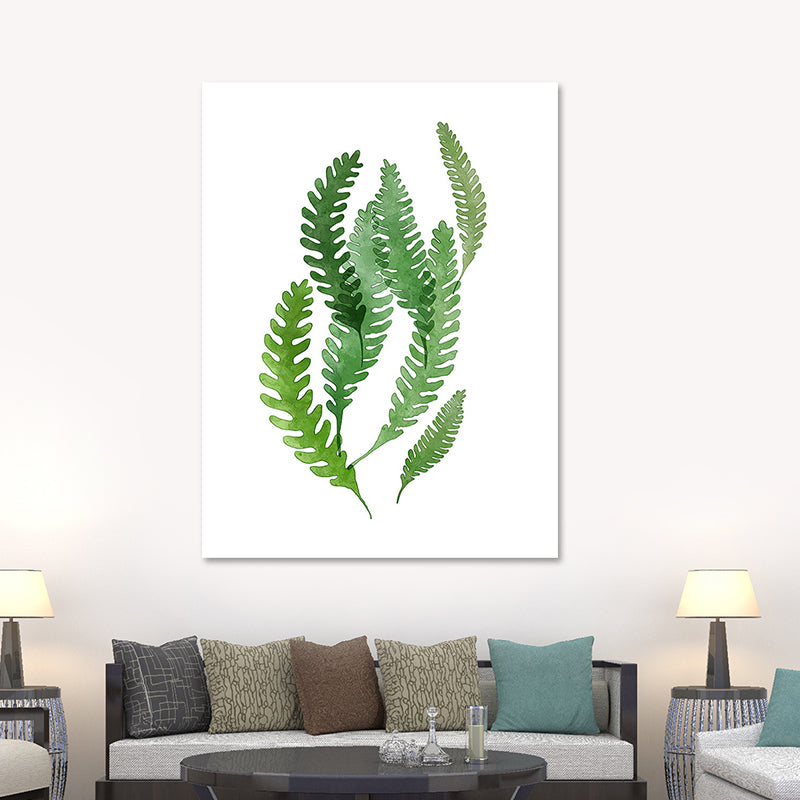 Botanic Canvas Print Rustic Trendy Leaf Painting Wall Art Decor in Green for Home