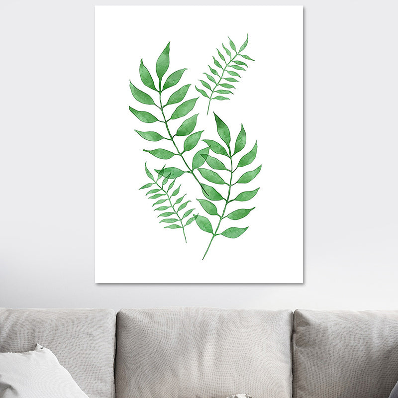 Botanic Canvas Print Rustic Trendy Leaf Painting Wall Art Decor in Green for Home