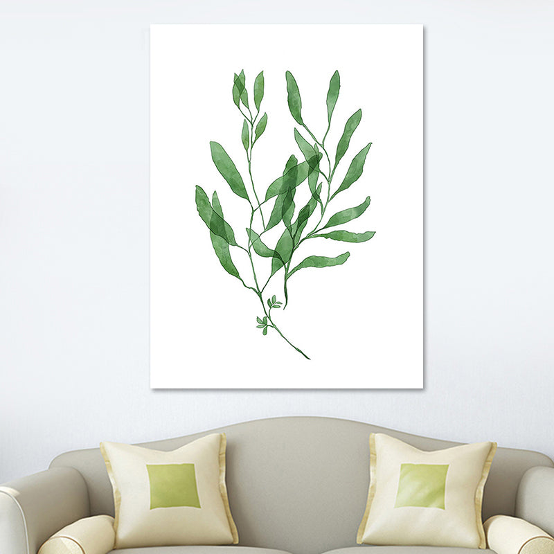 Botanic Canvas Print Rustic Trendy Leaf Painting Wall Art Decor in Green for Home