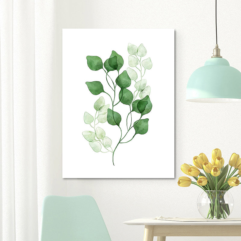 Botanic Canvas Print Rustic Trendy Leaf Painting Wall Art Decor in Green for Home