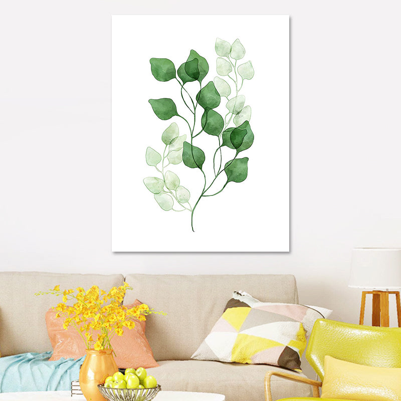 Botanic Canvas Print Rustic Trendy Leaf Painting Wall Art Decor in Green for Home