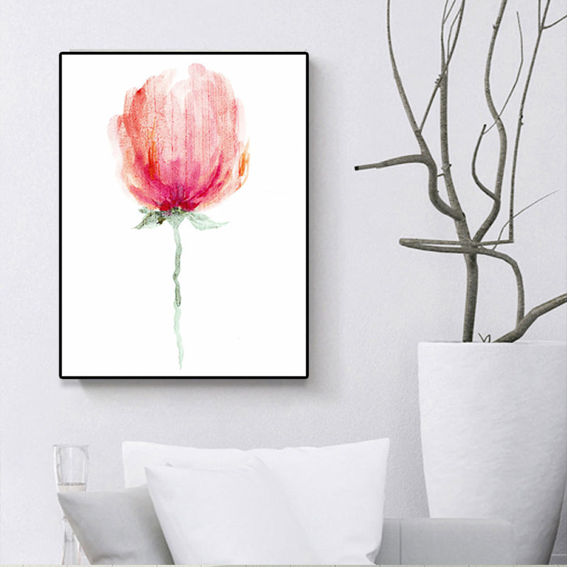 Watercolor Flower Canvas Print Farmhouse Style Textured Wall Art in Soft Color