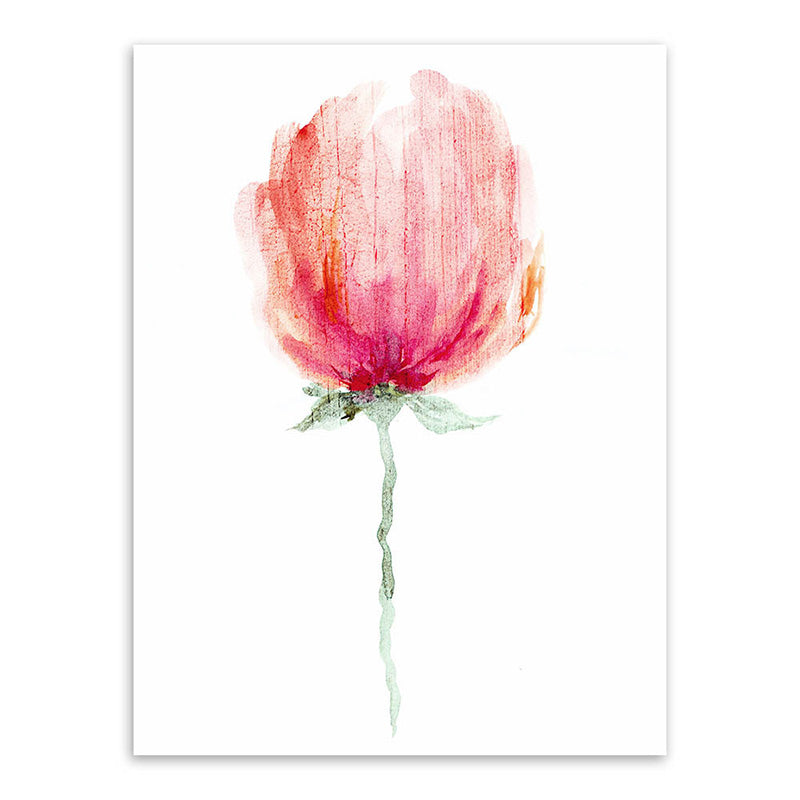 Watercolor Flower Canvas Print Farmhouse Style Textured Wall Art in Soft Color
