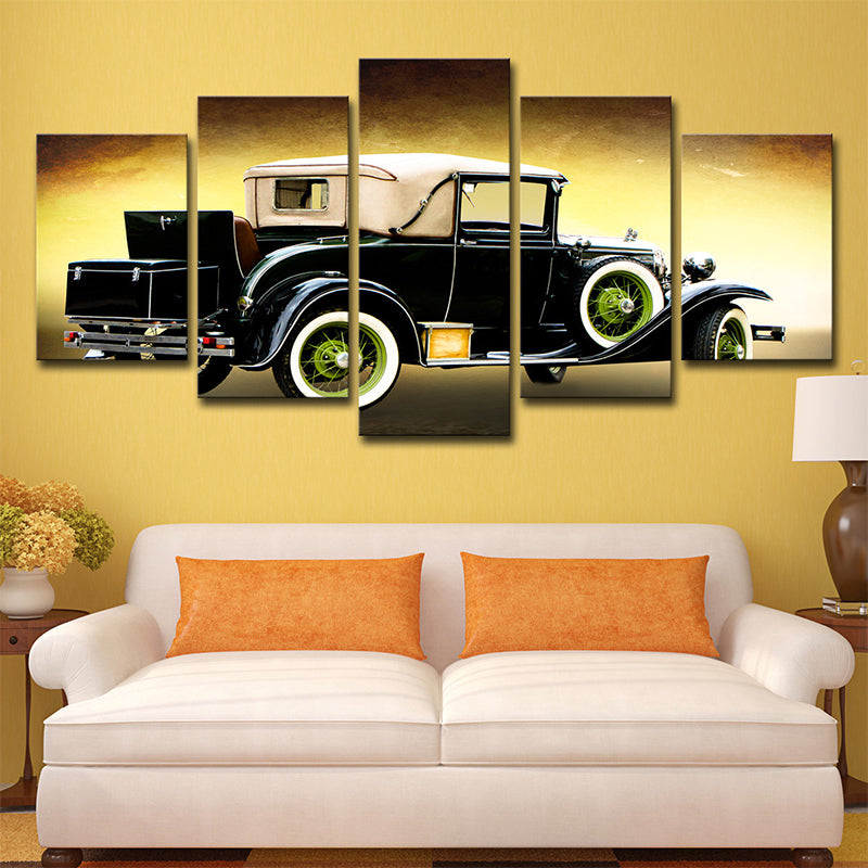 Nostalgic Classic Car Print Canvas Art Boys Room Road Vehicle Wall Decor in Black