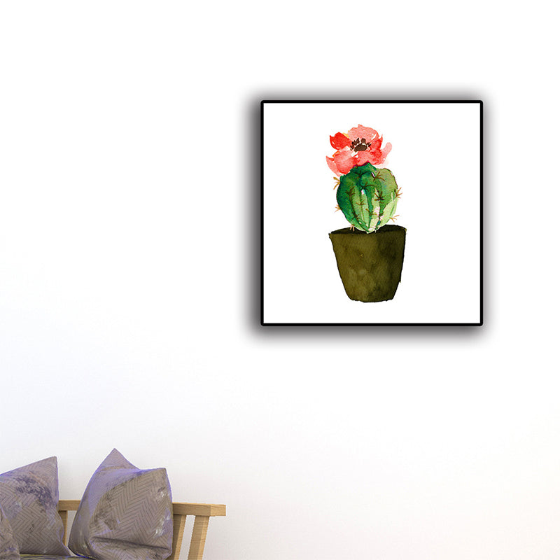 Tropix Succulent Plant Painting Canvas Textured Green Wall Art Print for Living Room