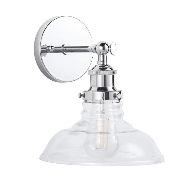 Clear Glass Chrom/Nickel-Leuchte Lichtstall 1-Licht Industriewandlampenlampe für die Küche