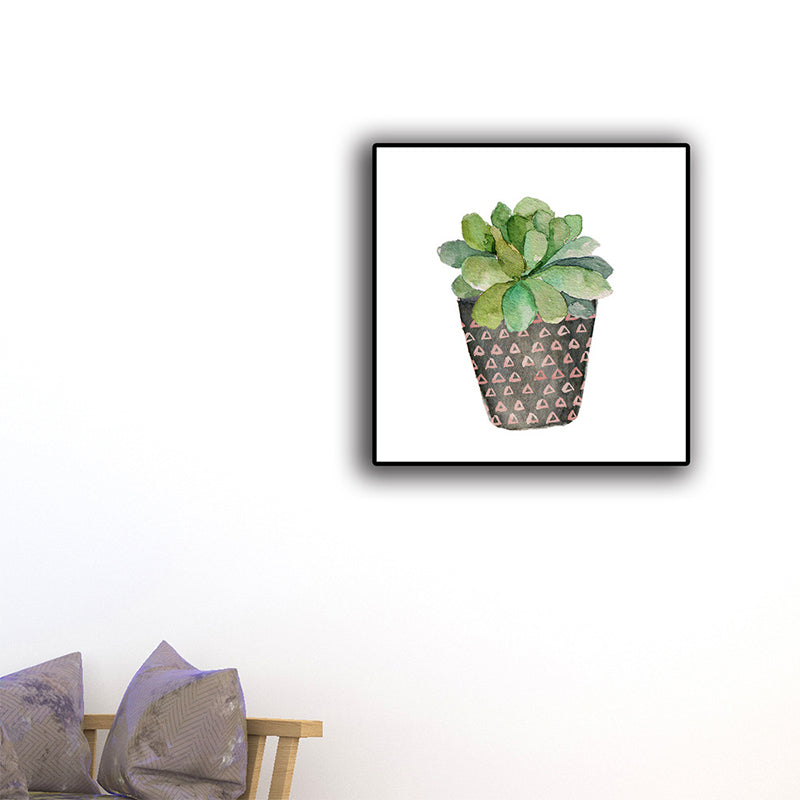 Tropical Wall Art Print Pastel Color Bonsai Painting Canvas for Living Room, Textured