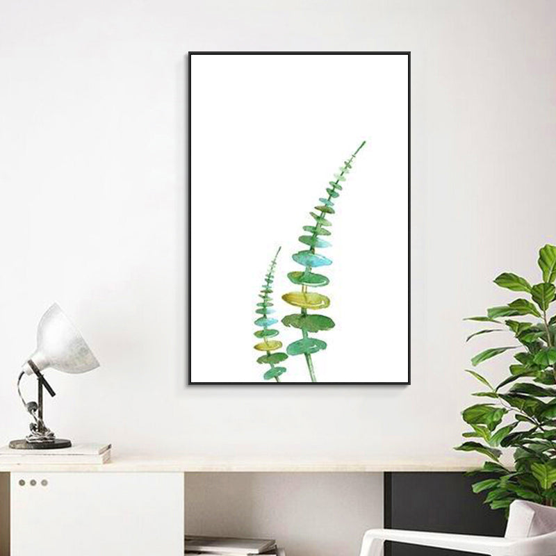 Green Leaves Print Wall Art Decor Textured Surface Countryside Living Room Canvas