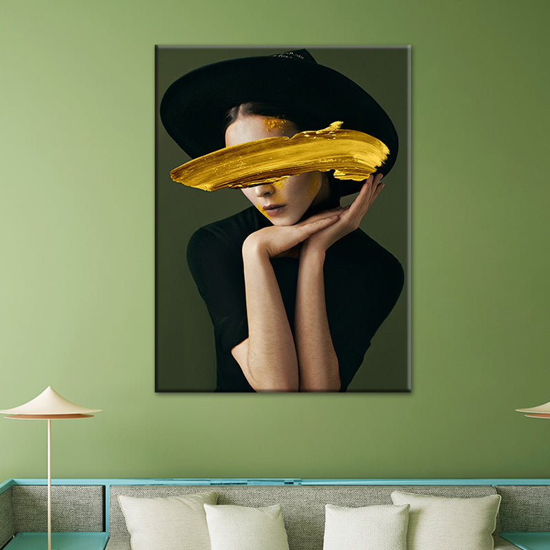 Glam Figure Wall Decor Canvas Textured Pastel Color Wall Art Print for Dining Room