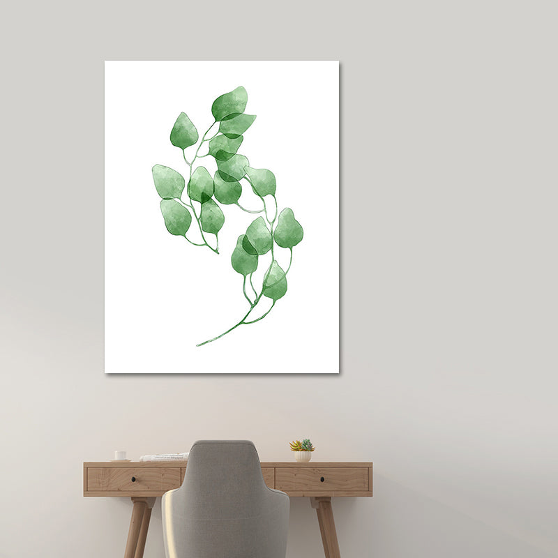 Rural Botanical Leafage Art Print Green Textured Wall Decoration for Sitting Room