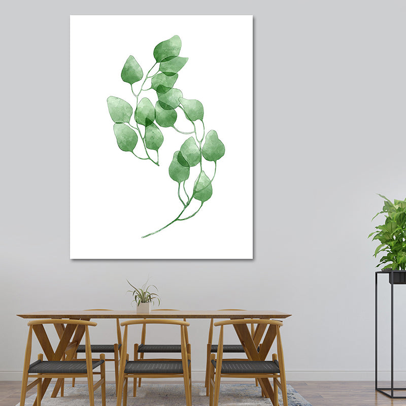 Rural Botanical Leafage Art Print Green Textured Wall Decoration for Sitting Room