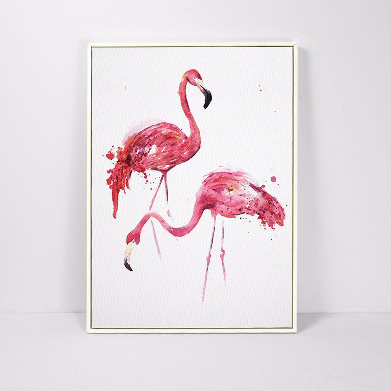 White Childrens Art Wall Decor Animal Painting Canvas Print for Dining Room, Texture