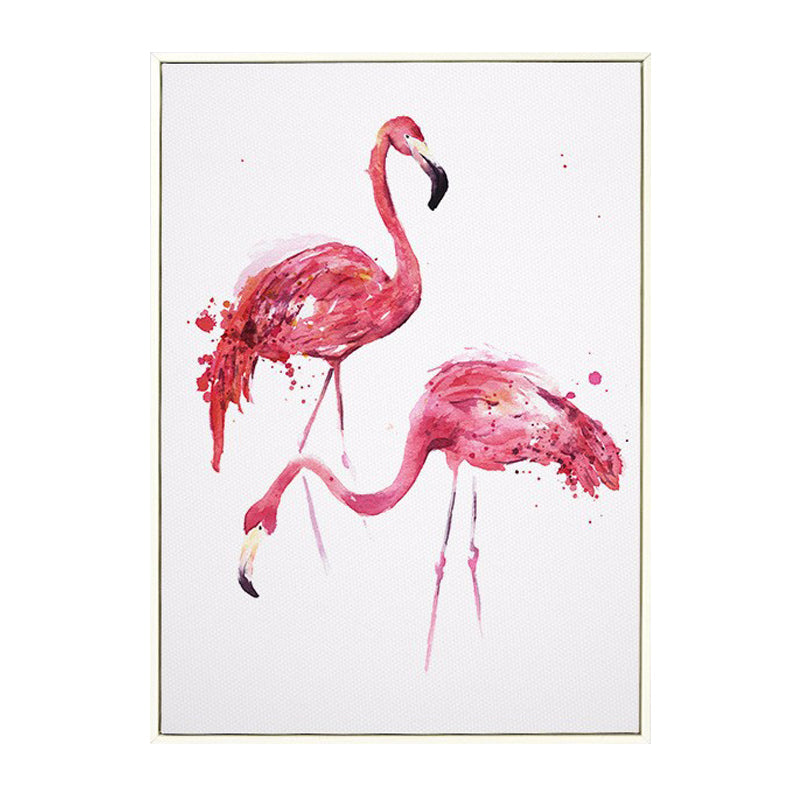 White Childrens Art Wall Decor Animal Painting Canvas Print for Dining Room, Texture
