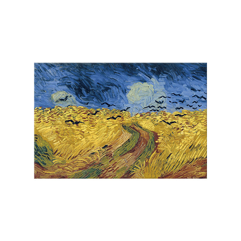 Farmhouse Landscape Art Print Blue and Yellow Van Gogh Wall Decor for Living Room